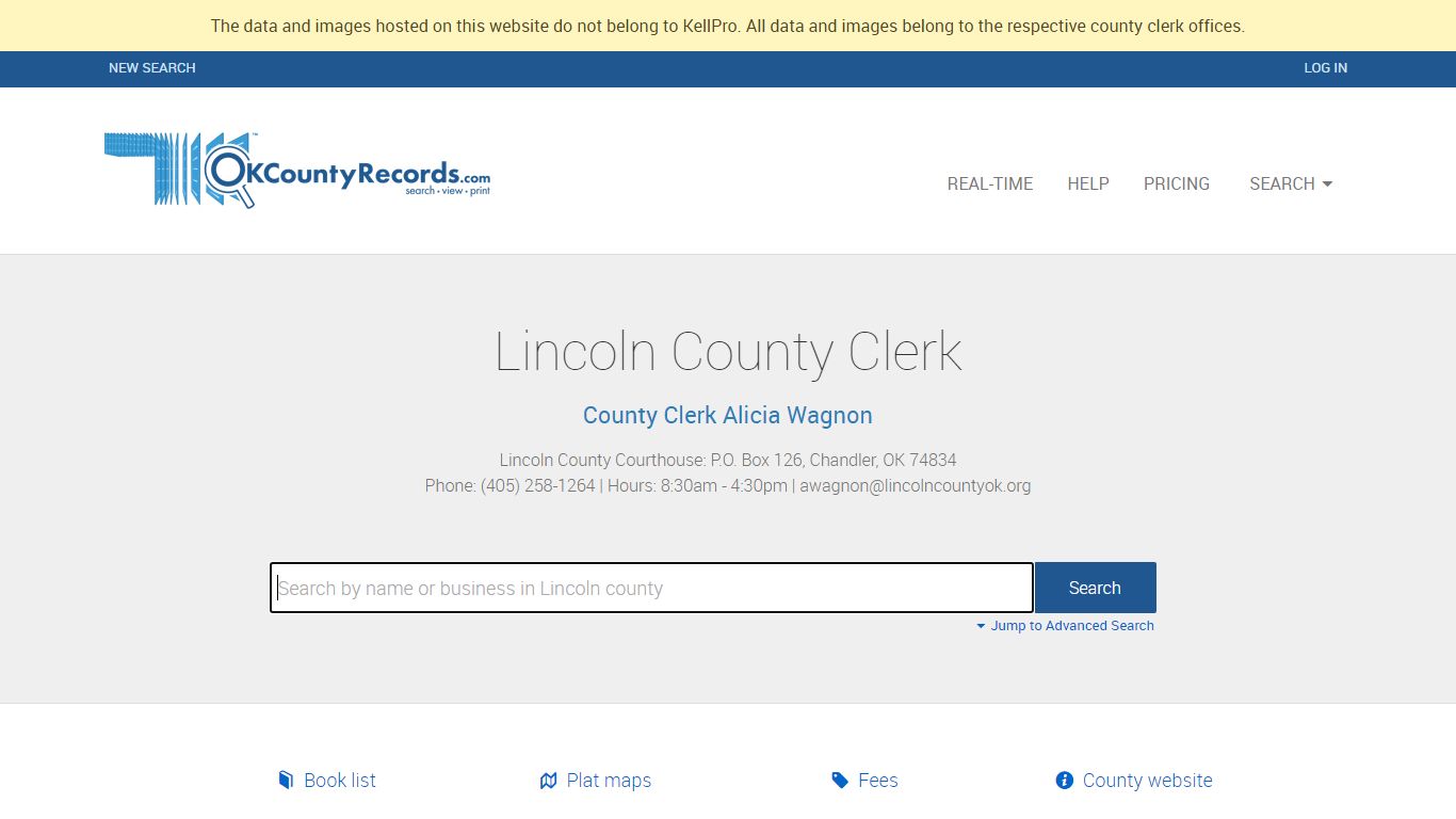 Lincoln County - County Clerk Public Land Records for Oklahoma